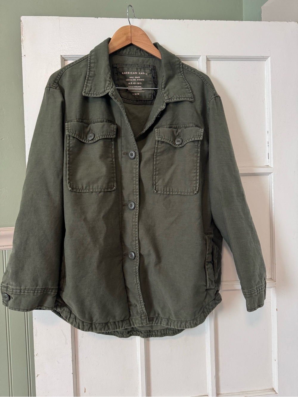 American Eagle Outfitters Military-Style Olive Utility Jacket